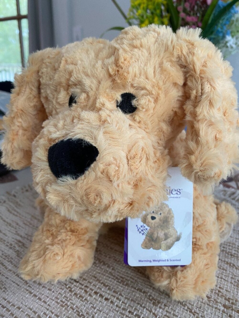 GOLDEN DOG WARMIE MICROWAVABLE TO SOOTH BABY, TODDLER OR MOM WITH MONTHLY CRAMPS